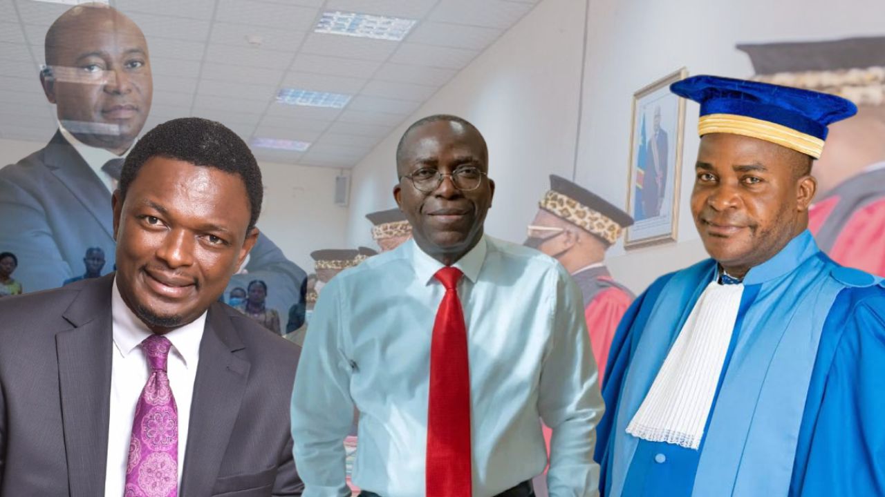 De G à D: Me Janvier Lemere Kiyombo Makonga, Augustin Matata Ponyo (Député National) et Dieudonné Kamulete Badibanga